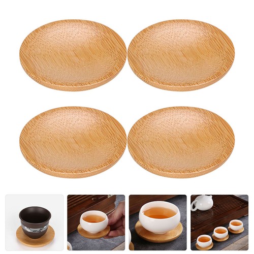 Pcs round bamboo coasters - 16,
