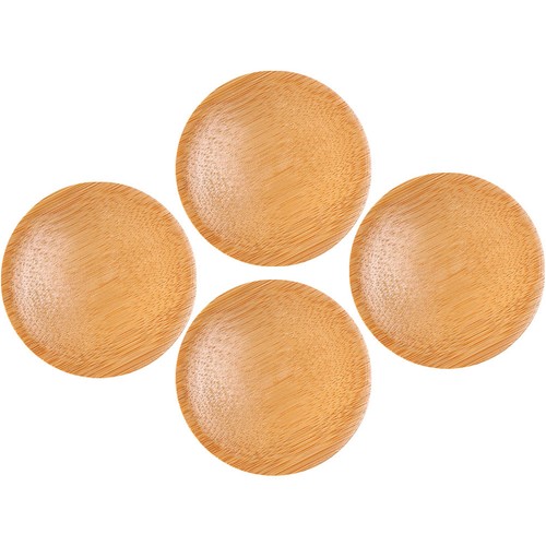 4pcs round bamboo coasters - 4pcs,