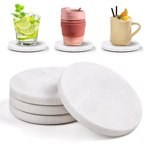 White marble coasters set 4 - coasters,