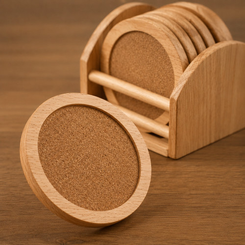 6pcs natural wooden - 6pcs, round