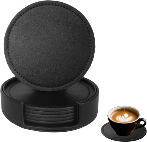 Set leather coasters with - set,